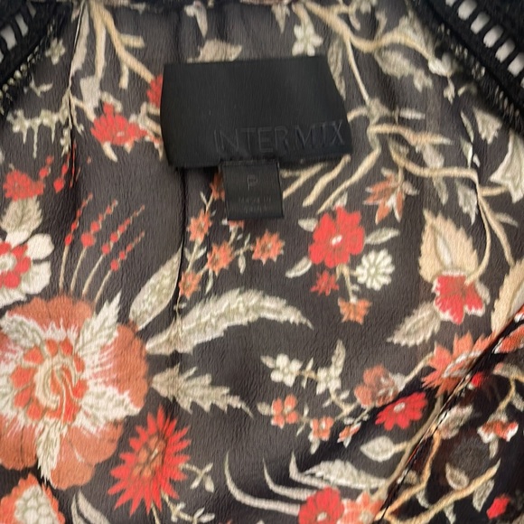 Intermix Sheer Black with Red Floral Blouse Petite - Picture 4 of 4
